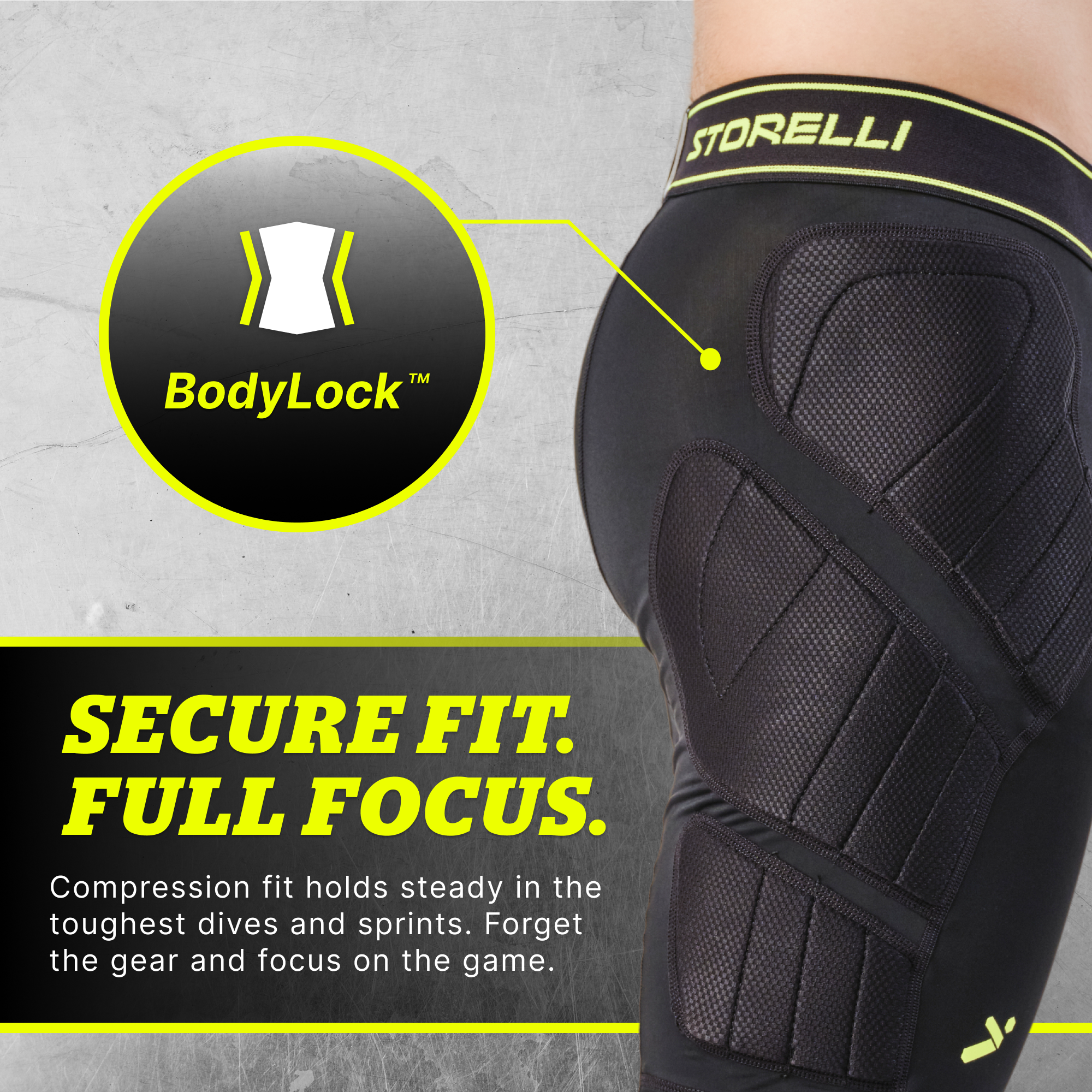 Storelli Heren Sliding Shorts Body Shield - Gevoerde Compressiebroek Met XRD Impact Protection