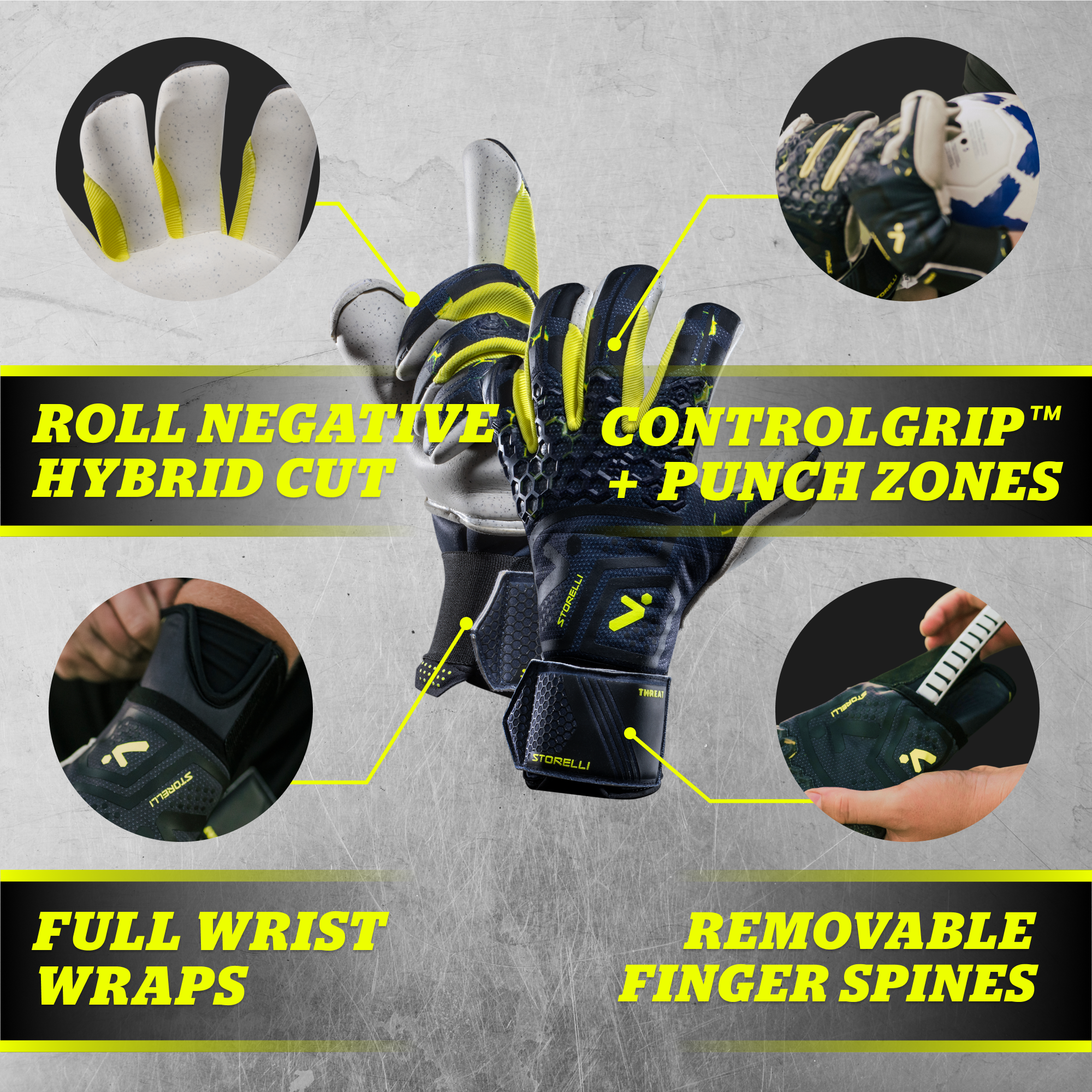 Storelli Silencer Threat Soccer Goalie Gloves - Main Image