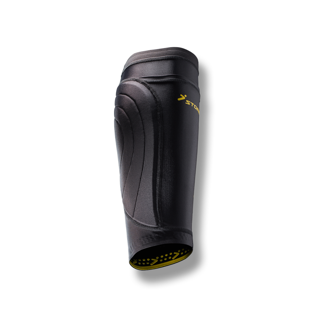 soccer compression leg protection sleeve shin guard pocket black