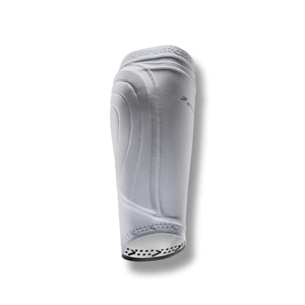 soccer compression leg protection sleeve shin guard pocket white