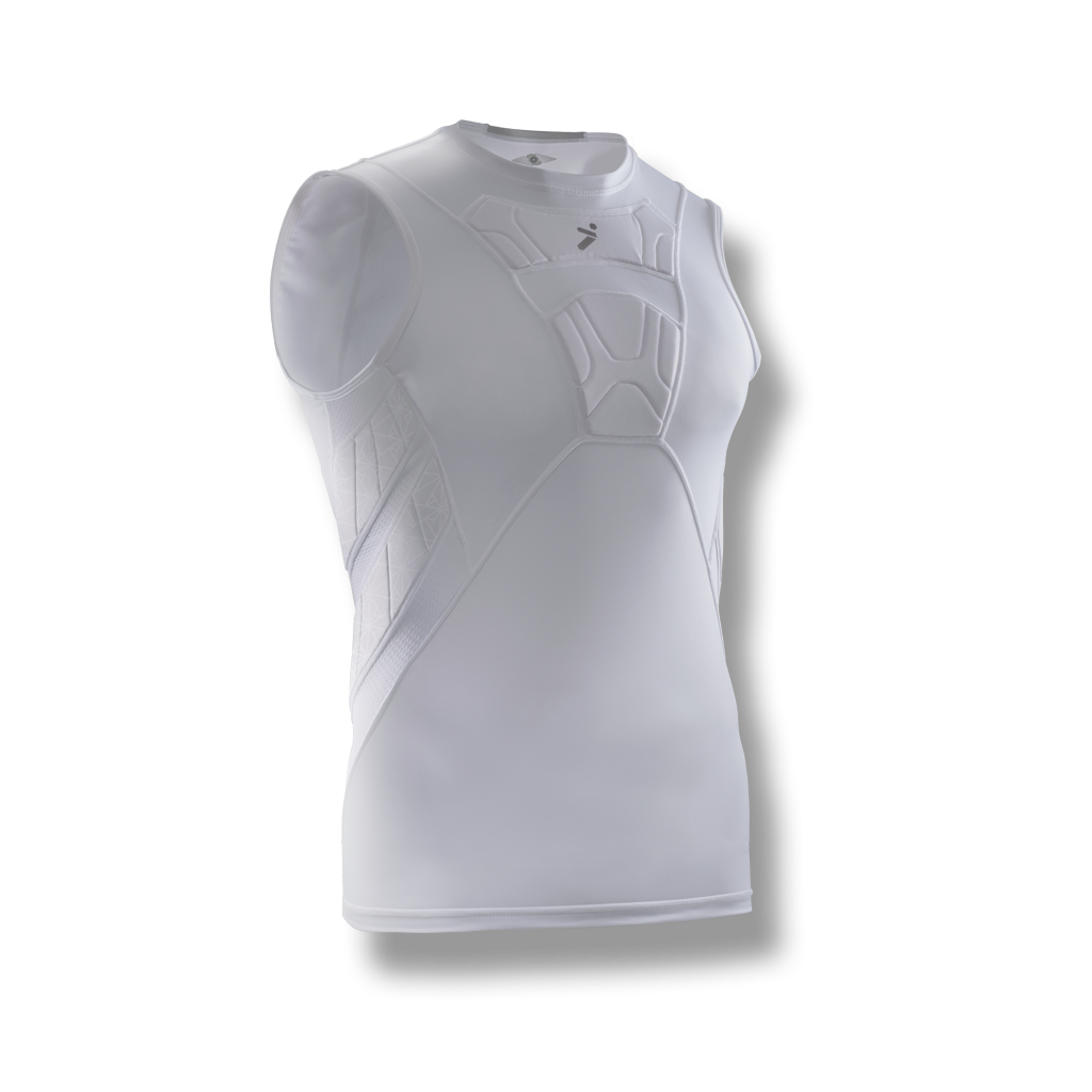 soccer youth kids sleeveless under shirt padded chest protection white