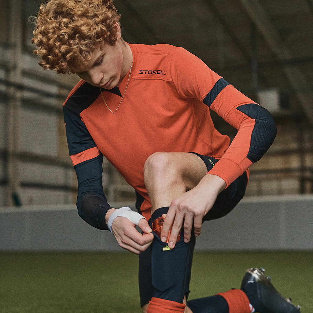 soccer ankle compression leg protection sleeve shin guard pocket black