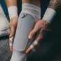 soccer ankle compression leg protection sleeve shin guard pocket white